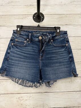American Eagle Outfitters Blue Frayed Hem Denim Shorts